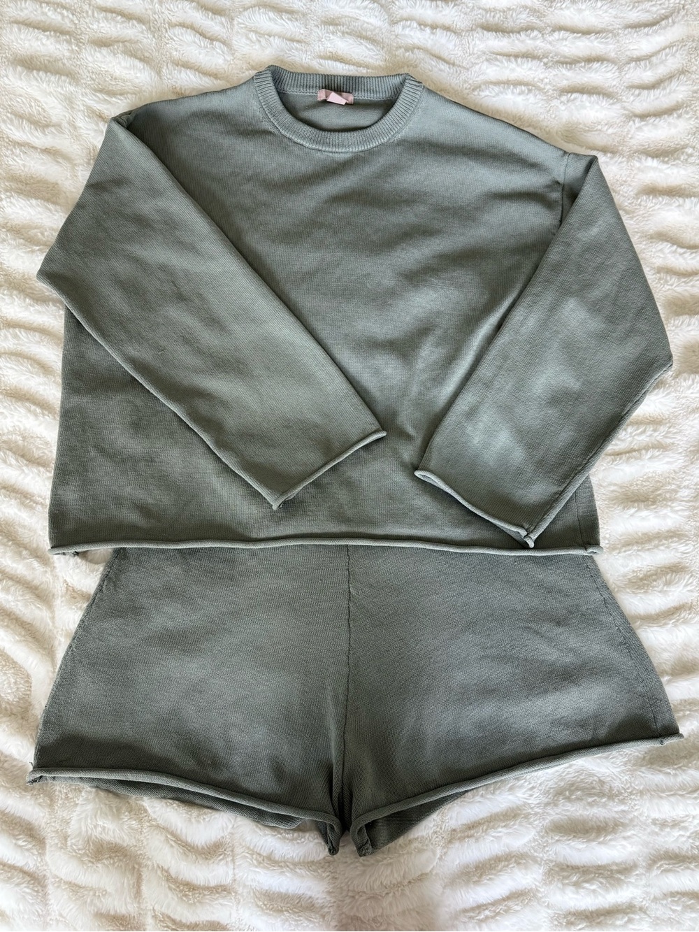 H&M Sage Green Roll Hem Knit Set